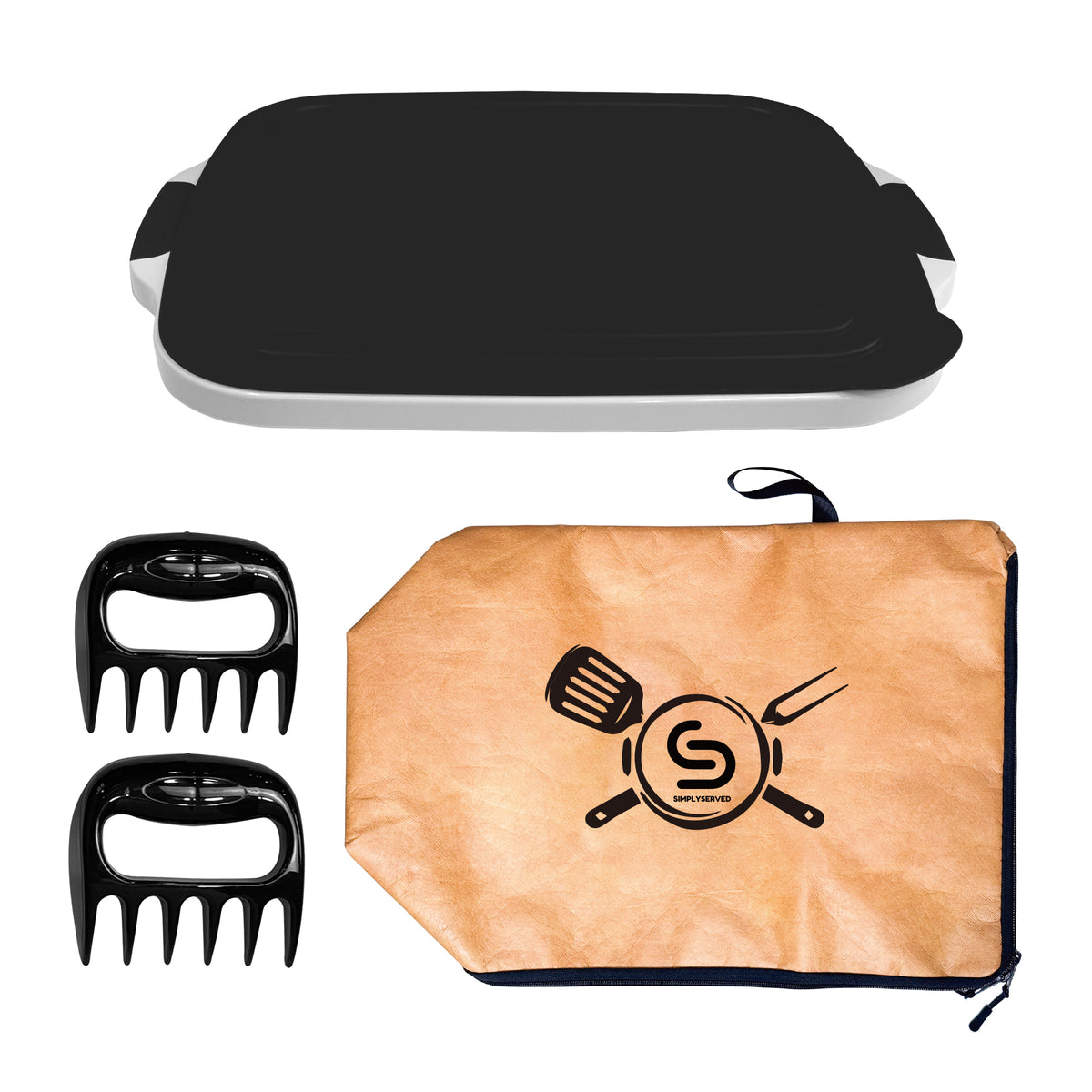 Collapsible BBQ Prep Tub 16L, Black, with Lid, Meat Claws and Tote Bag
