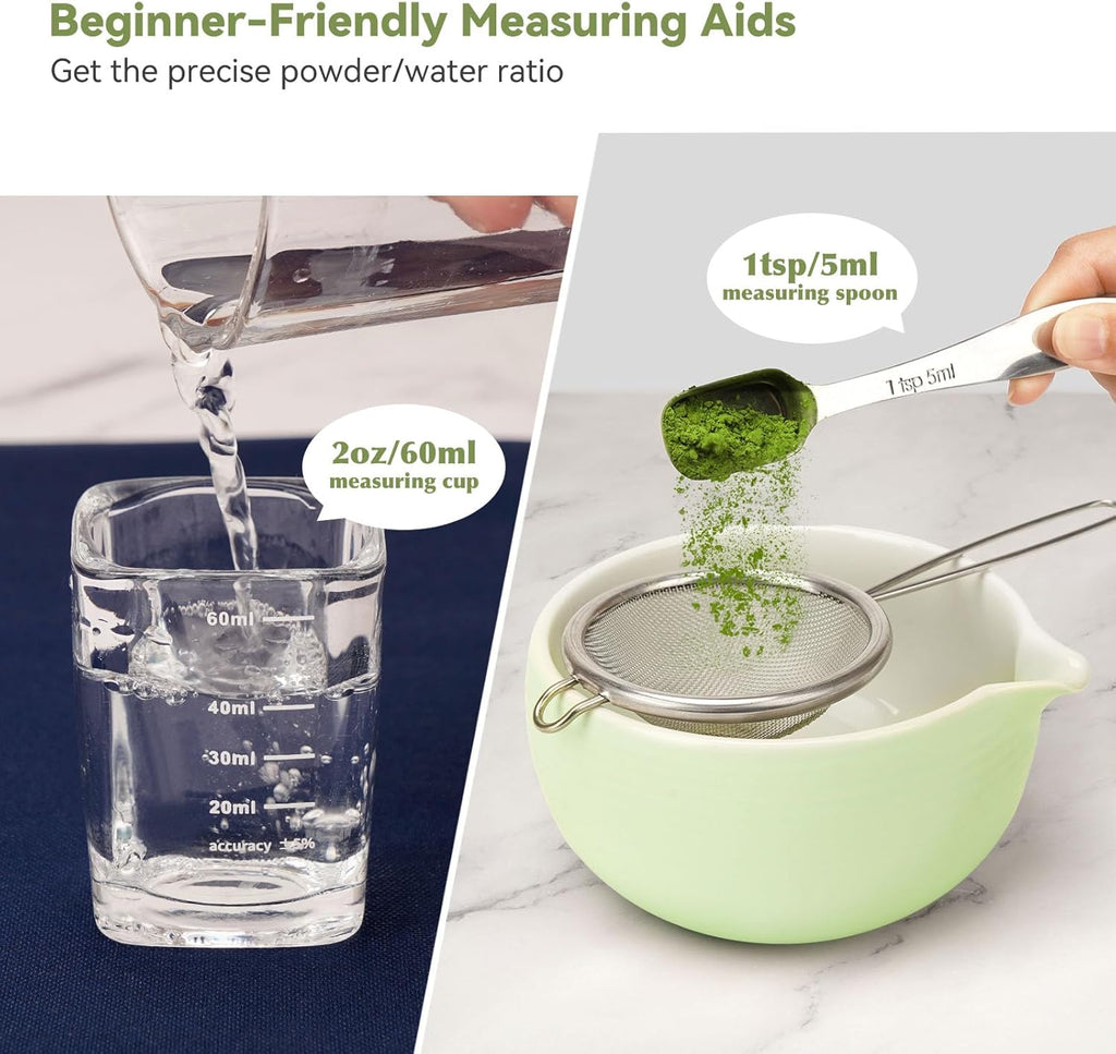 Matcha Whisk Gift Set, Bamboo Whisk, Sifter and Ceramic Holder