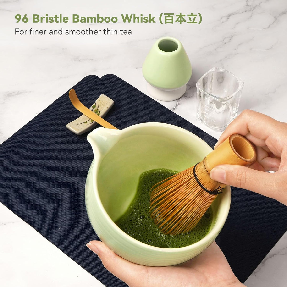 Matcha Whisk Gift Set, Bamboo Whisk, Sifter and Ceramic Holder