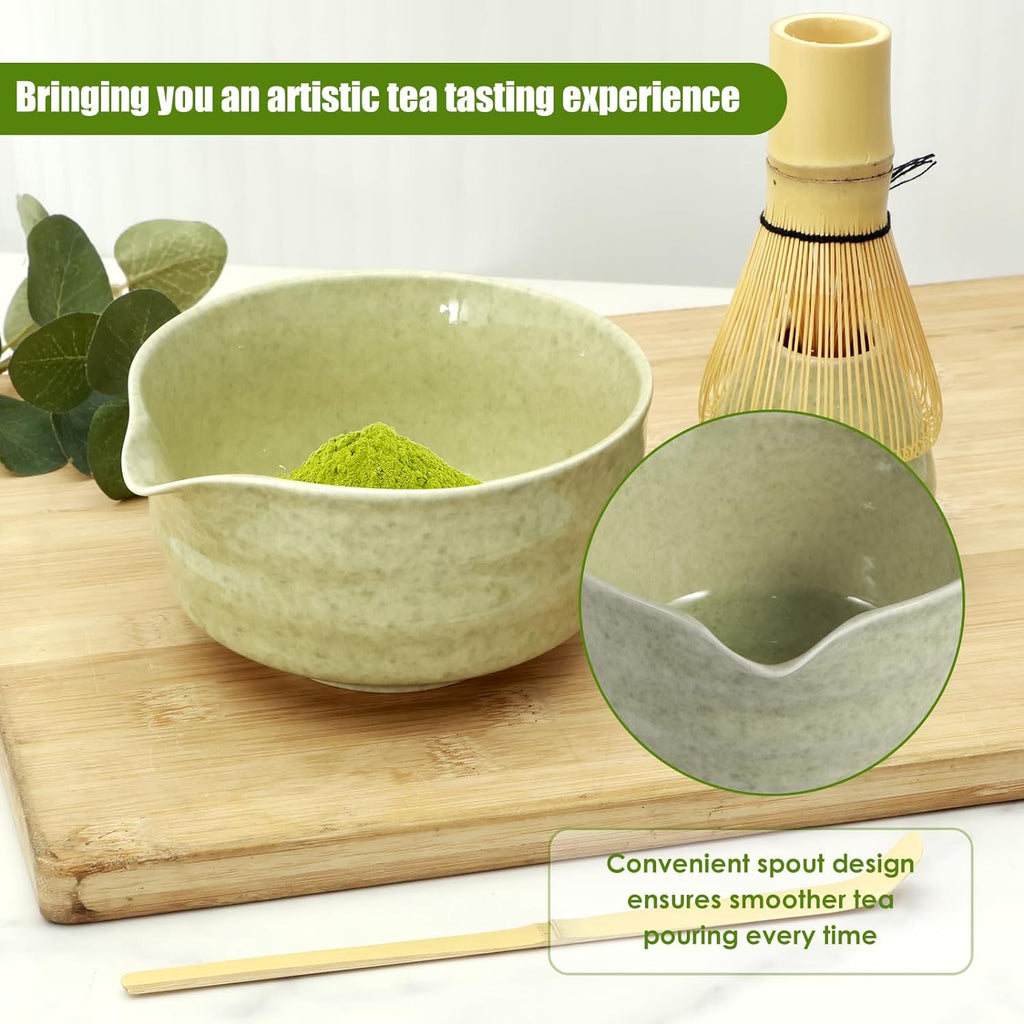 Matcha Whisk Gift Set, Bamboo Whisk, Sifter and Ceramic Holder