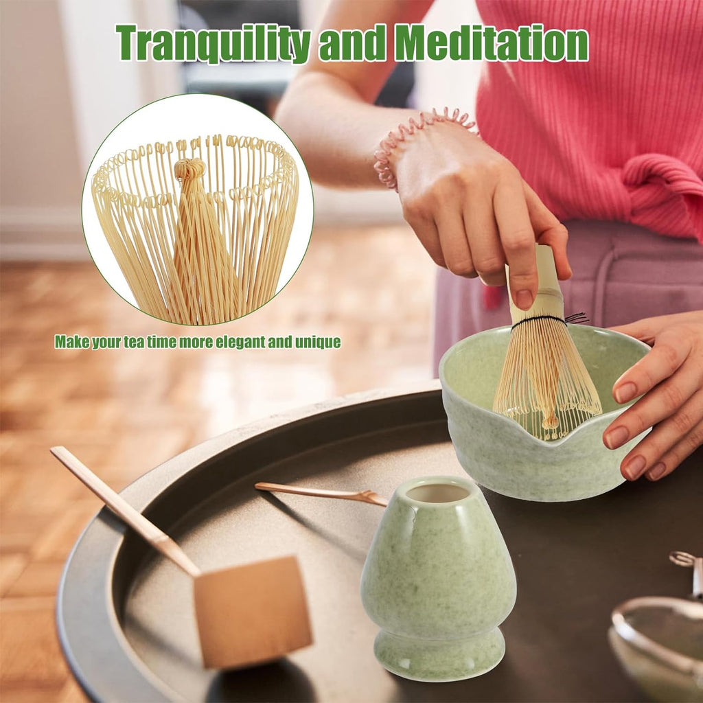 Matcha Whisk Gift Set, Bamboo Whisk, Sifter and Ceramic Holder