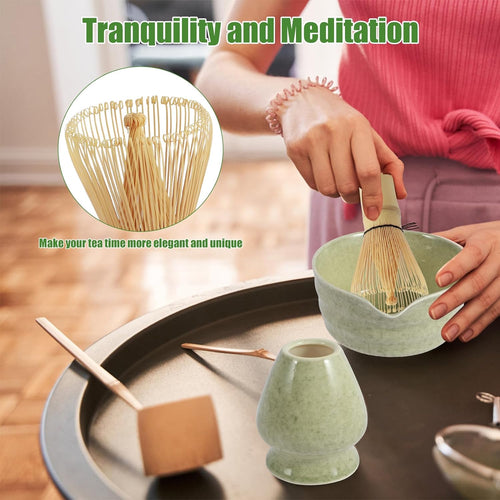 Matcha Whisk Gift Set, Bamboo Whisk, Sifter and Ceramic Holder